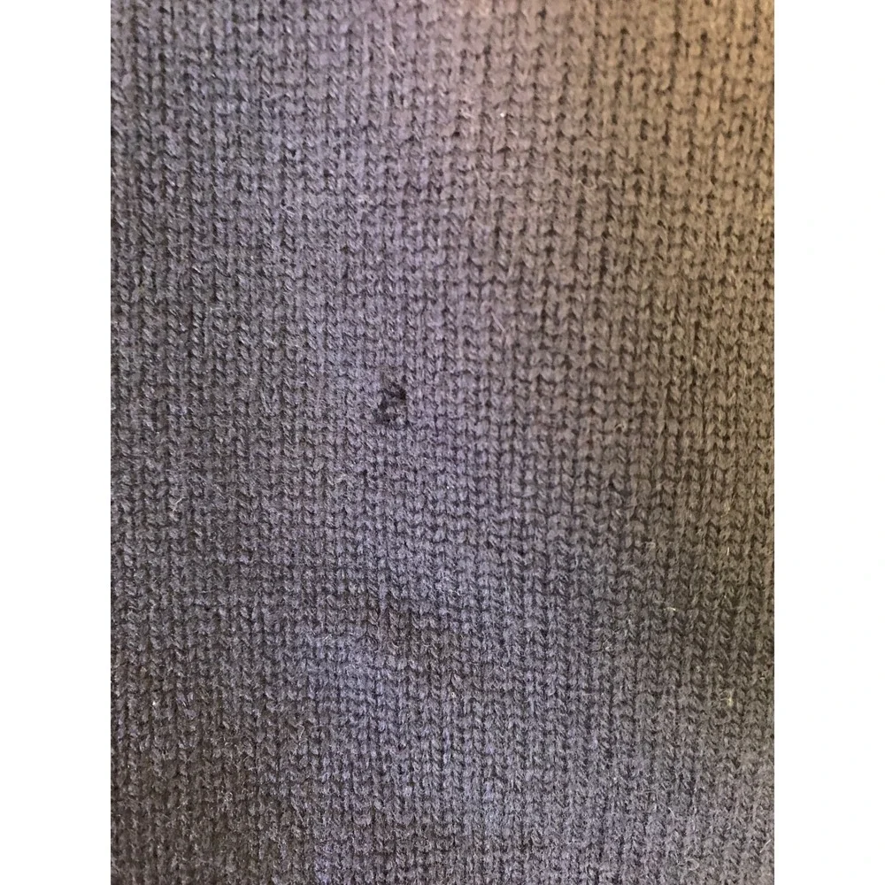 Polo Ralph‎ Lauren XXL Quarter-Zip Navy Blue Lambswool Leather Pull Sweater